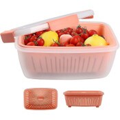 Wholesale - 50oz PINK STORAGE CONTAINER W/BERRY COLANDER C/P 12, UPC: 192598904171